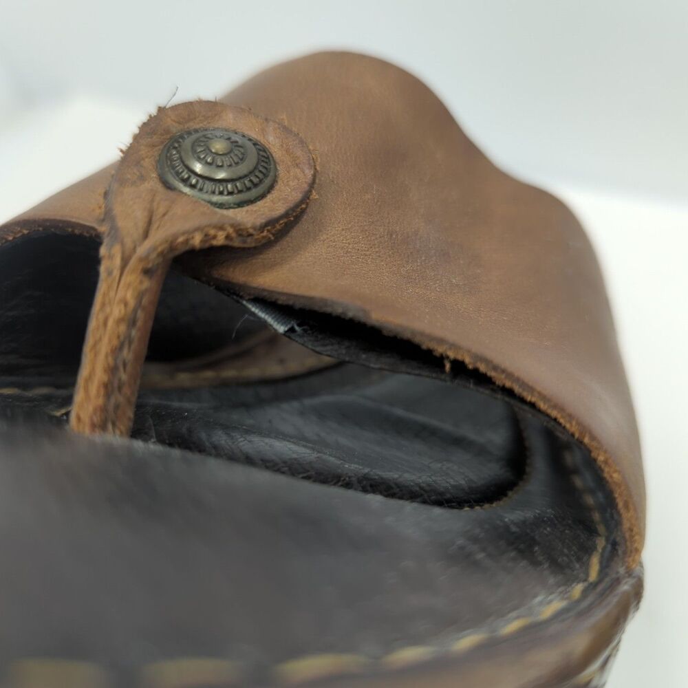 Born Women's Brown Leather Wedge Thong Sandal Size 9 Boho Comfort - Picture 10 of 13